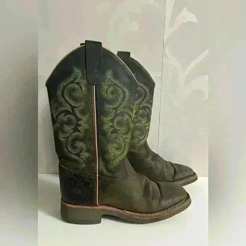 Old West Children's Broad Square Toe Boot - Picture 2 of 8